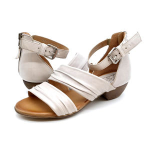 Miz Mooz Sandals Womens 9 Wide Cassie Ivory Leather Open Toe Ankle Strap Zipper